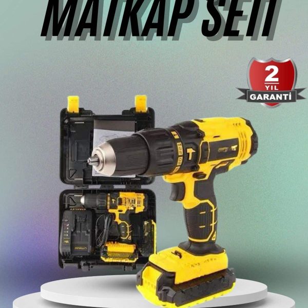 Matkap Seti 24 Parça Çift Bataryalı Darbeli Led Işıklı Vidalama