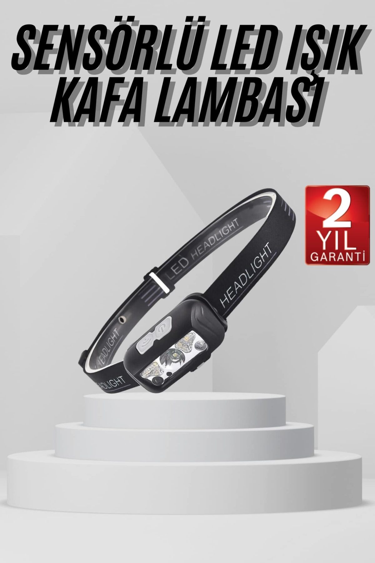 Sensörlü Şarjlı Type-c Şarj Işıklı Kafa Lambası Kamp Lambası - Görsel 1