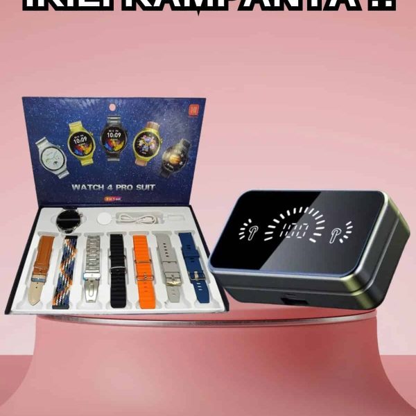 Powerbank Aynalı Bluetooth Kulaklık Ve Akıllı Saat Seti ANC Özelliği Dokunamatik