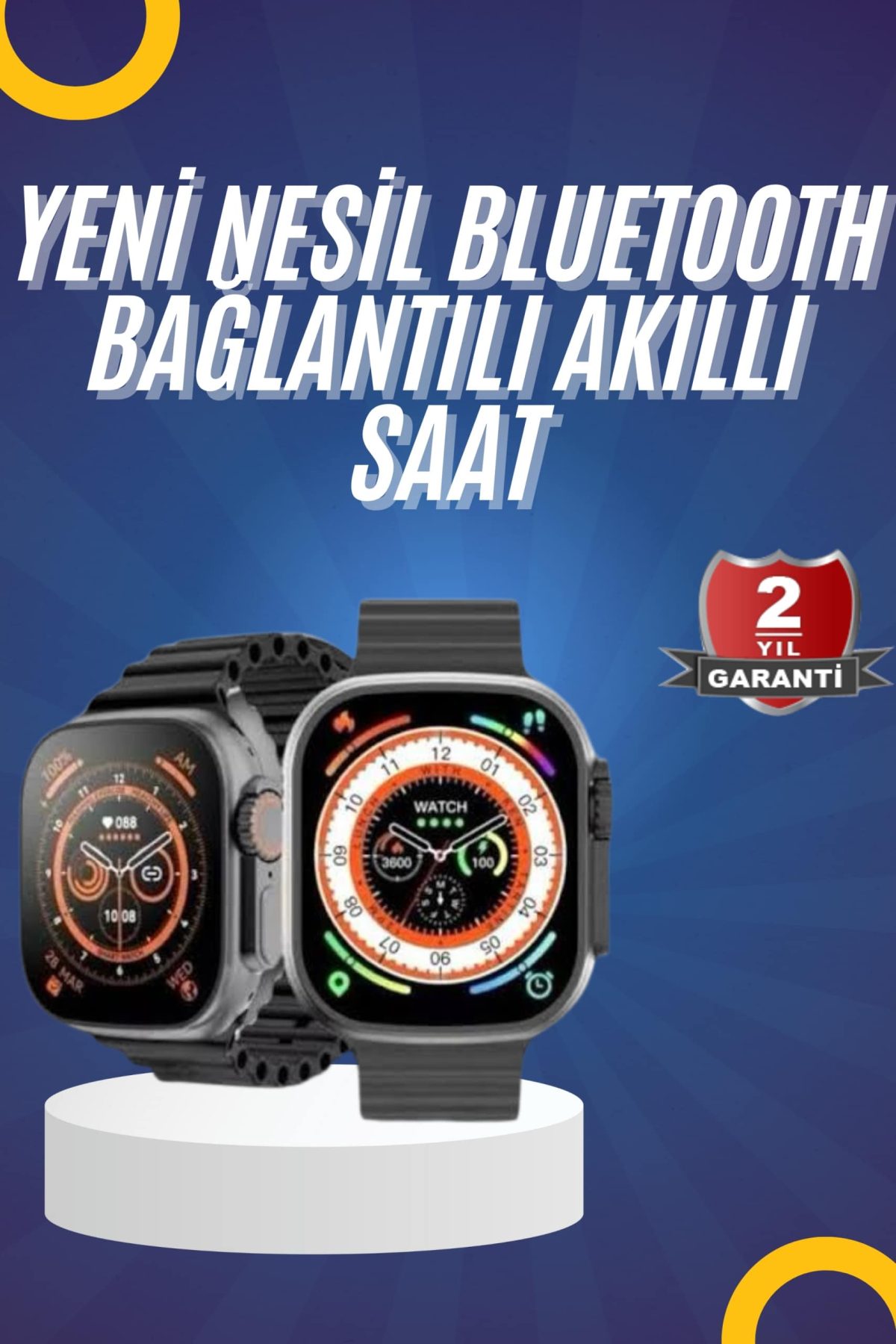 Yeni Model Akıllı Saat Ultra Smart Watch Gümüş Kasa 45mm Titreşim - Görsel 1