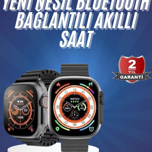Yeni Model Akıllı Saat Ultra Smart Watch Gümüş Kasa 45mm Titreşim