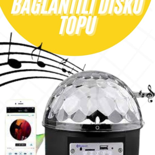 Disko Topu Renkli Işıklı Lazer Parti Bluetooth Bağlantılı Led Küre