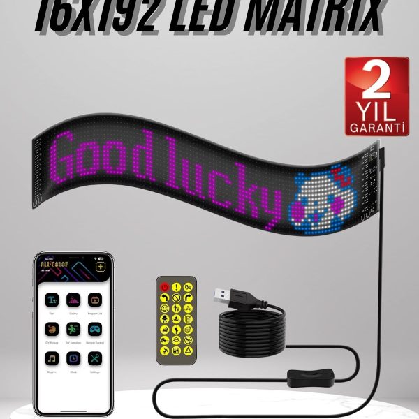 Matrix Led 16x192 Dijital Ekran Kumandalı LED Ekran Yazı