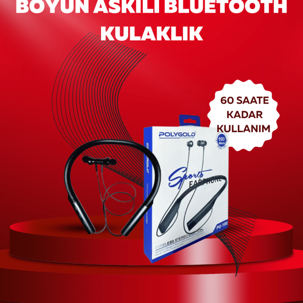 Polygold PG-100 Bluetooth 5.0 Boyun Bantlı Kulaklık – 50 Saat Konuşma Süresi, Type-C Şarj