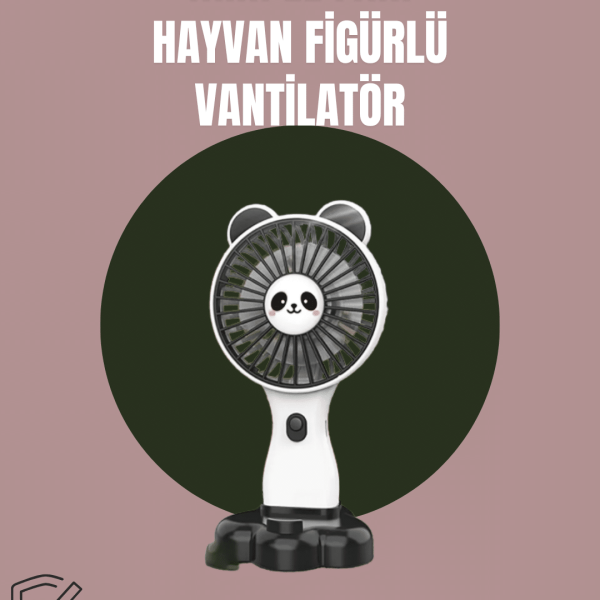 Hayvan Figürlü Mini El Fanı – USB Şarjlı Sessiz Vantilatör