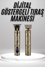 Tıraş Makinesi Saç Sakal Ense Çizim Profesyonel LCD Ekran Paslanmaz Çelik