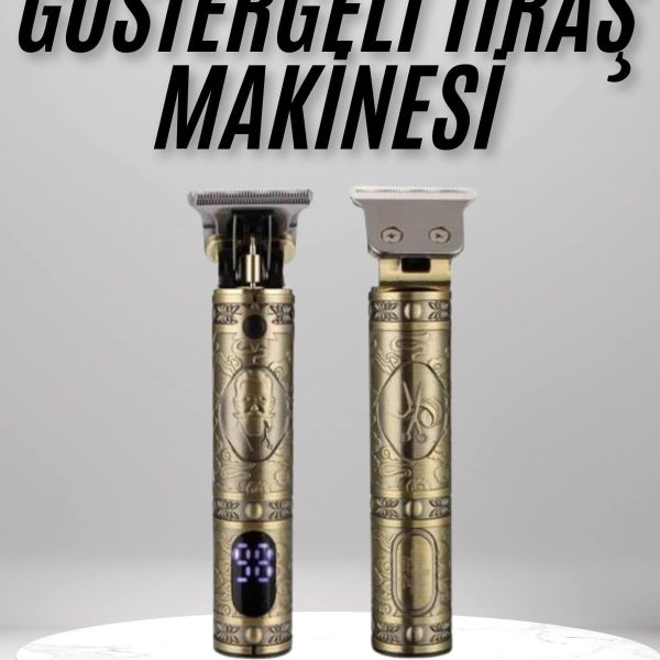 Tıraş Makinesi Saç Sakal Ense Çizim Profesyonel LCD Ekran Paslanmaz Çelik