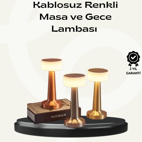 Modern USB&apos;li Kablosuz Masa Lambası – Minimalist Tasarım, 3 Farklı Parlaklık