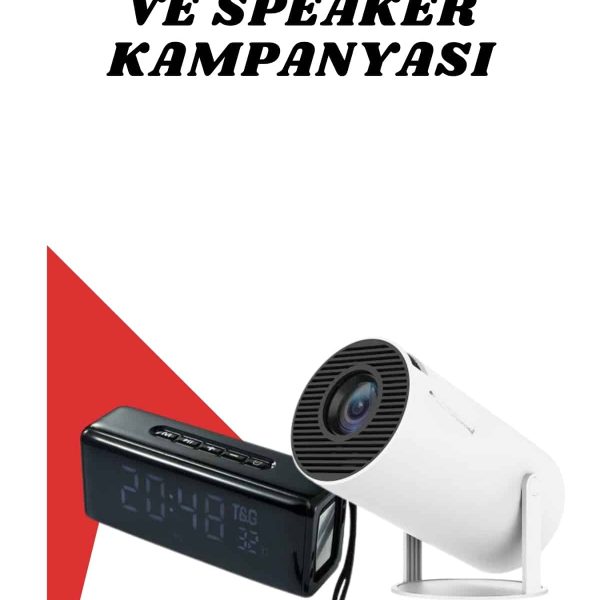 Sinema Projeksiyonu Projektörü ve Dijital Göstergeli Bluetooth Hoparlör Uzun Pil Ömrü HD Kalite