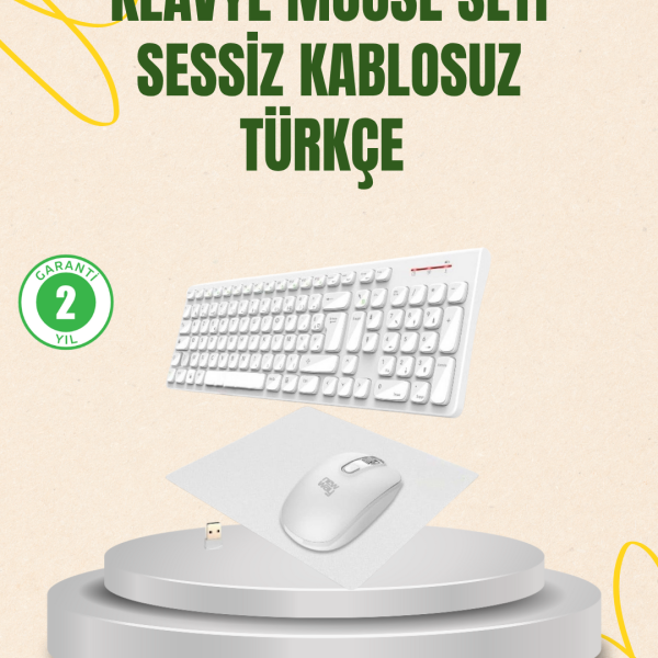 Kablosuz Klavye ve Mouse Seti - Ergonomik Tasarım, Sessiz Kullanım, Geniş Uyumluluk