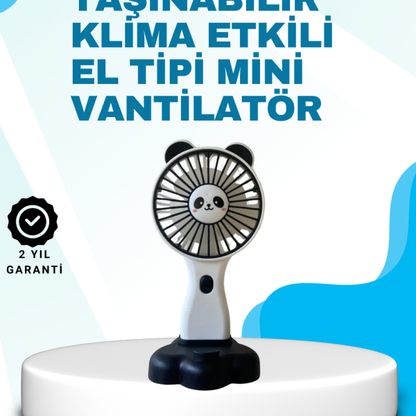 Panda Desenli USB Şarjlı Taşınabilir Mini Vantilatör
