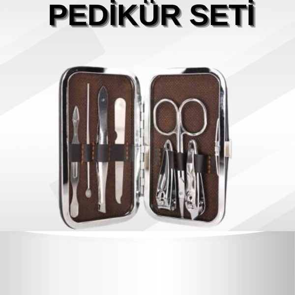 Manikür Pedikür Seti 7 Parça Tırnak Makası Kaş Makası Cımbız Çantalı