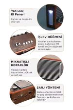 Vintage Nostaljik Radyo AUX USB SD Kart Girişli Şarjlı Bluetooth Bağlantılı - Görsel 5