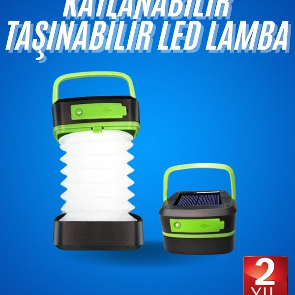 Kamp Lambası Katlanabilir Lamba Solar Şarjlı Led Lamba El Fenerli