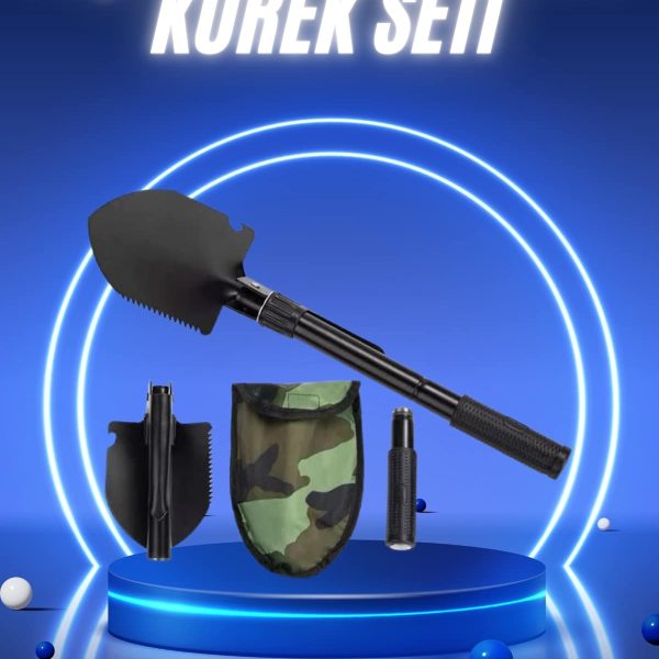 Pusulalı Katlanabilir Kazma Kürek Kamp Seti Kamp Küreği Portatif Çantalı