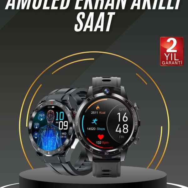 Akıllı Saat Titanyum Kasa Yuvarlak Ekran Alarm Uyku ve Sağlık Takibi Titreşimli