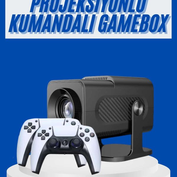 4K Android Smart Wi-fi Çift Kollu Projeksiyon Game Box Kumandalı Taşınabilir