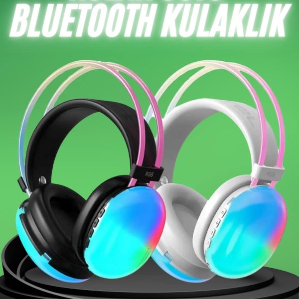 Yeni Nesil Kulak Üstü Kablosuz Uzun Ömürlü RGB Işıklı Bluetooth Kulaklık