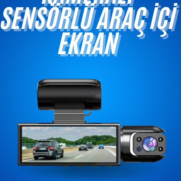 Araç İçi Full Hd Kamera Ön ve Arka Kameralı Ekranlı Araç Kamerası