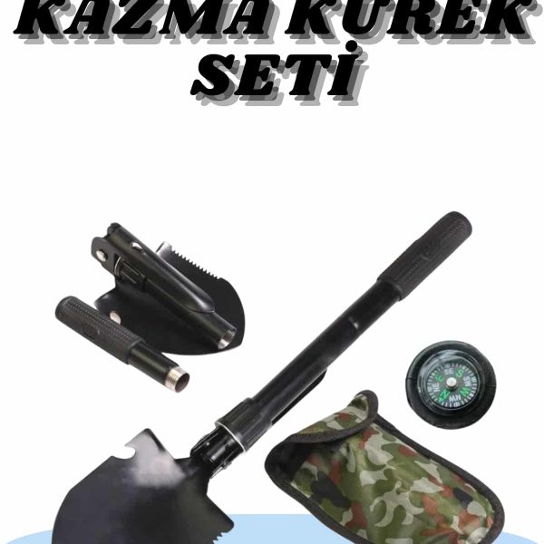 Çelik Katlanır Fonksiyonel Kamp Kazma Kürek Ve Kesme Aleti Seti Küçük Kazma Kürek Seti