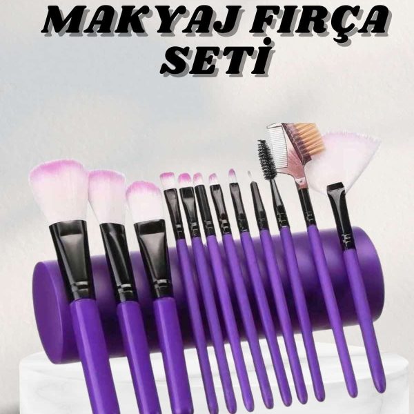 Makyaj Fırçası 12 Parça Set Yumuşak Uçlu Göz Makyajına Uygun Hafif ve Taşınabilir Çanta