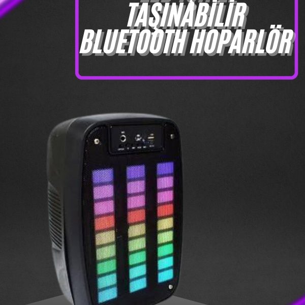 Taşınabilir 6.5 inç LED Bluetooth Kareoke Hoparlör RGB Işıklı Radyolu