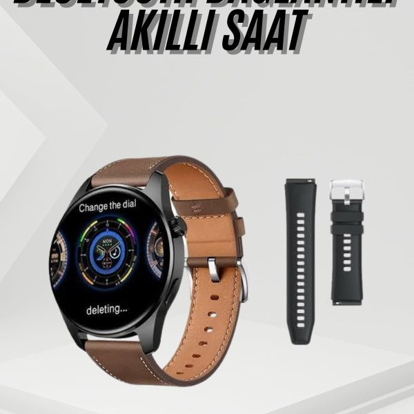 Akıllı Saat Yuvarlak Ekran Sesli Görüşme Özellikli Siyah Akıllı Unisex Kol Saati
