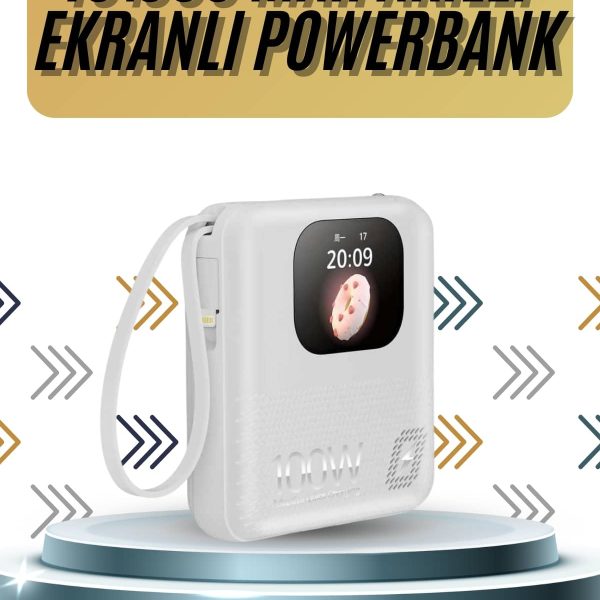Akıllı Powerbank Ekranlı 10.000 Mah Hızlı Şarj Edebilen 4 Girişli Çok Fonksiyonlu