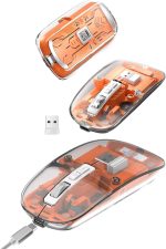 Sessiz Tıklama Çift Modlu Bluetooth Ve Alıcı Şeffaf Mouse Fare - Görsel 2