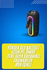 Bluetooth Hoparlör USB Şarjlı Uzun Pil Ömrü Android ve İOS Uyumlu Renkli - Görsel 2