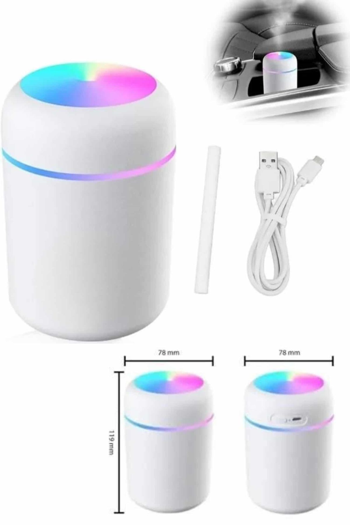 Hava Nemlendirici Buhar Makinesi Led Işıklı USB Dekoratif Nemlendirici - Görsel 2