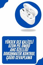 Bluetooth Kulaklık Kulak İçi Silikonlu Stereo Yüksek Ses Kaliteli Dokunmatik - Görsel 2