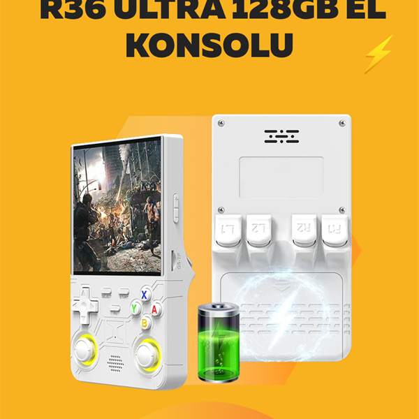 128GB Dahili Hafızalı R36 Ultra – 4” IPS Ekran, Retro Konsol, 30.000+ Oyun Yüklü