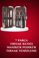 Manikür Pedikür Seti 7 Parça Tırnak Makası Kaş Makası Cımbız Çantalı - Görsel 2
