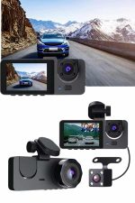Gece Görüşlü DVR 3 Lensli Araç İçi Sürüş Kamerası Video Kaydedici - Görsel 3