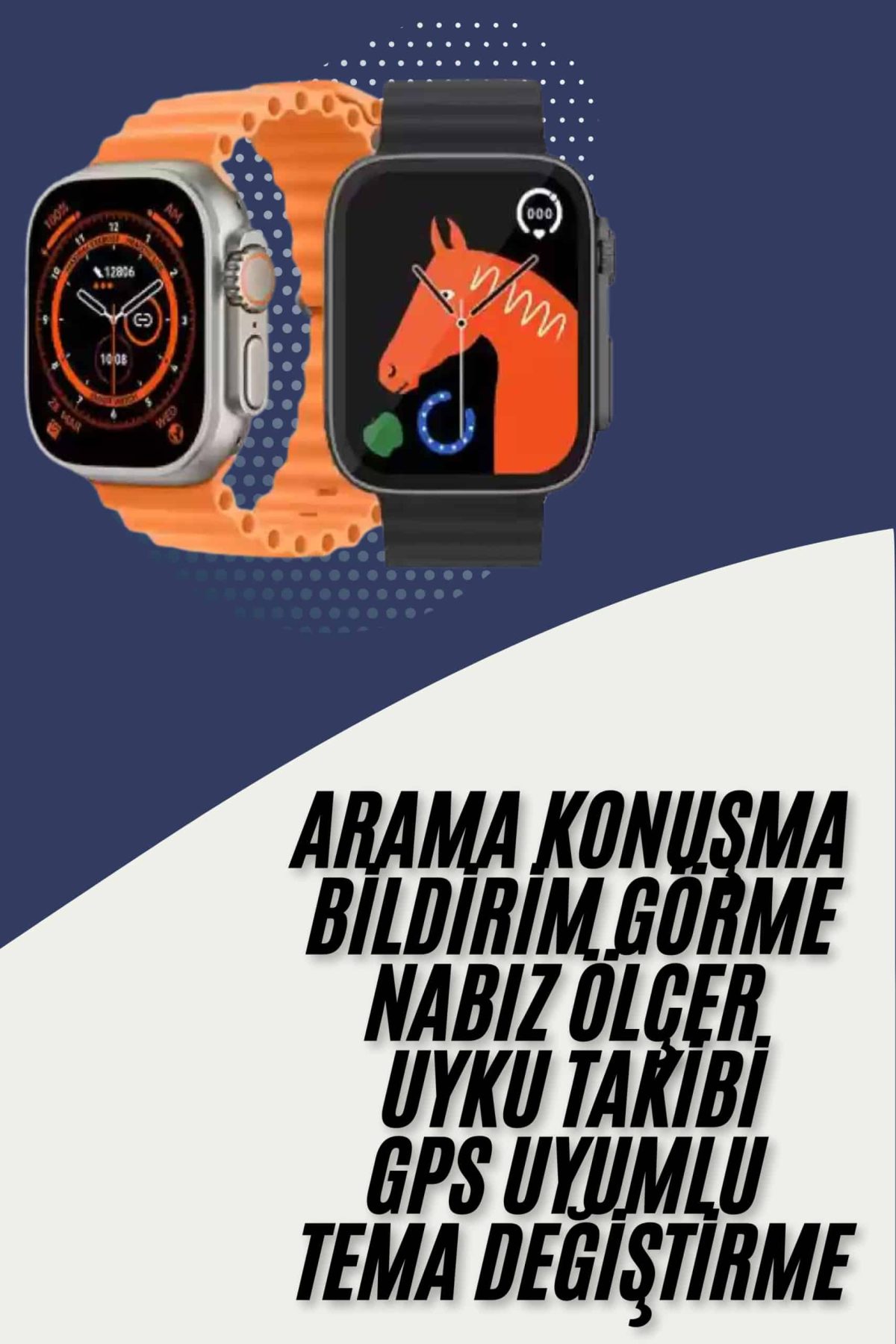 Akıllı Saat Kordon Hediyeli Güçlü Batarya Kapasiteli Titreşimli Bildirim Görme Unisex - Görsel 2