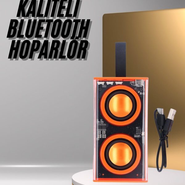 Şeffaf Taşınabilir Bluetooth Hoparlör Uzun Ömürlü Çift Hoparlörlü