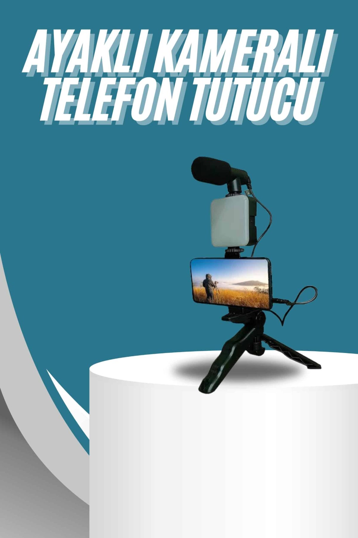 Video Making Kit Telefon Tutucu Vlog Video Mini Led Işıklı - Görsel 1