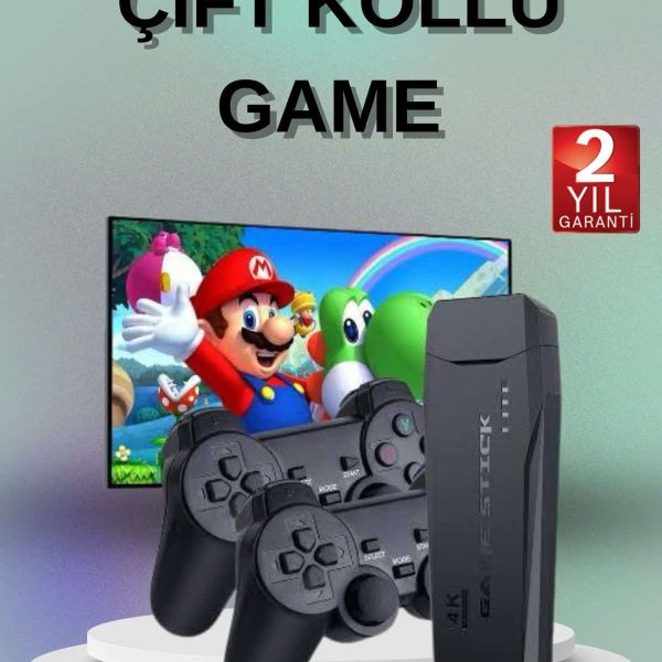 2 Kollu Kablosuz 2.4G Retro Oyunlar 4k Game Stick 3500 Oyun Atari