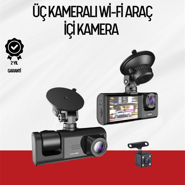 170° Geniş Açı Ön-Arka-İç Kamera Seti – Tam Kapsamlı Araç Güvenliği