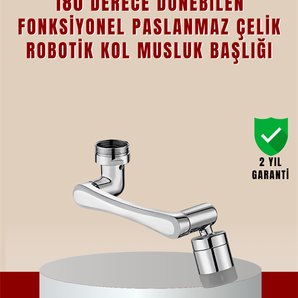 180° Dönebilen Robotik Kollu Musluk Başlığı – 2 Modlu Su Akışı ve Kolay Montaj