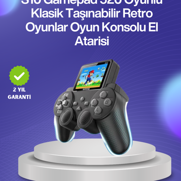 Çocuklar ve Yetişkinler İçin Uygun 500 Oyunlu Taşınabilir Mini Retro El Konsolu,
