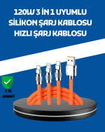 Çinko Alaşımlı Uçlu 120 W Şarj Kablosu – Dolaşmaya Dayanıklı 1,2 m USB Kablo