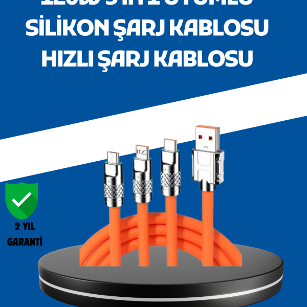 Çinko Alaşımlı Uçlu 120 W Şarj Kablosu – Dolaşmaya Dayanıklı 1,2 m USB Kablo