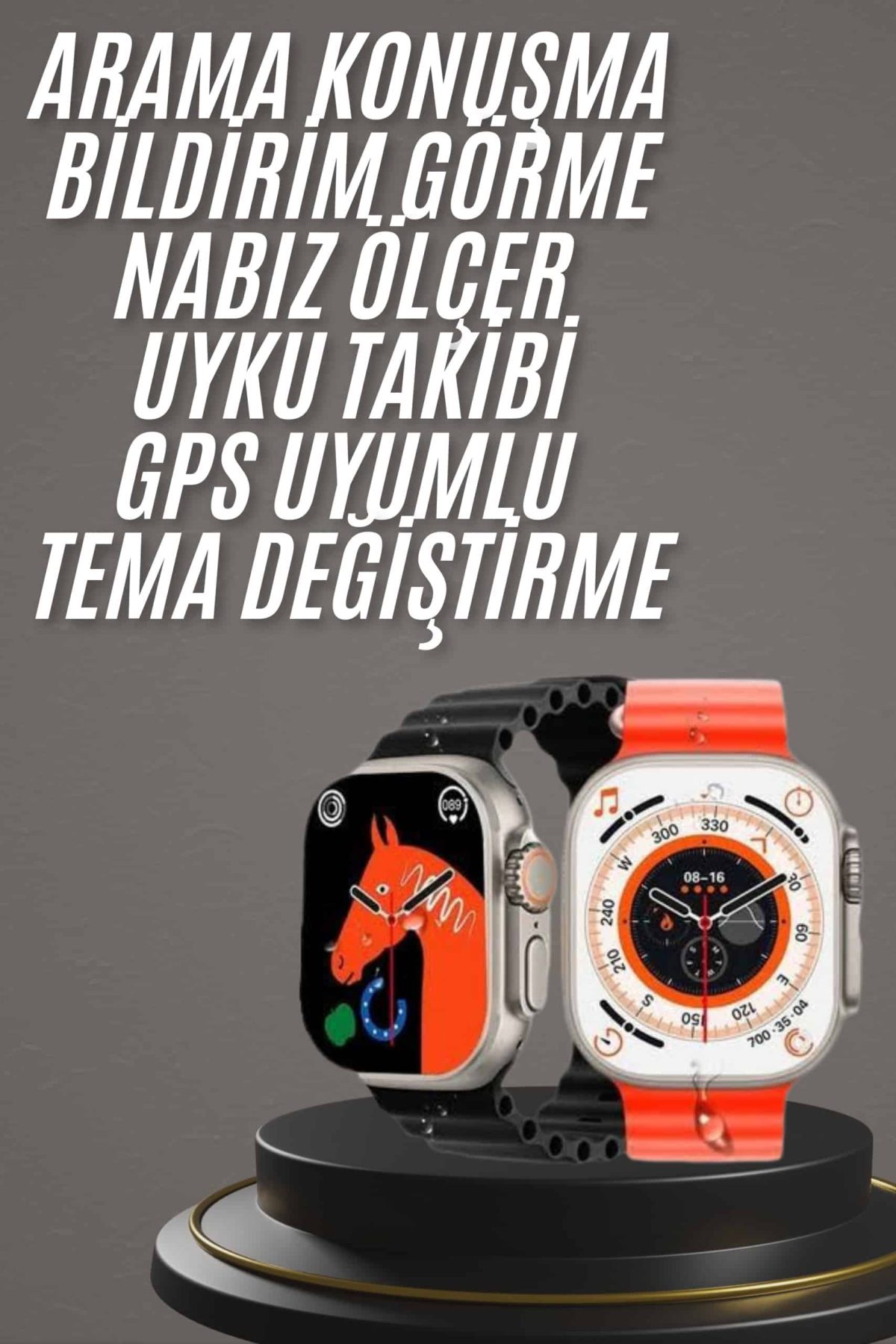 Yeni Model Akıllı Saat Ultra Smart Watch Gümüş Kasa 45mm Titreşim - Görsel 2