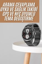 Akıllı Saat Çelik Kordon Çağrı Cevaplama Amoled Ekran Titreşimli Uyku ve Sağlık Takibi - Görsel 2