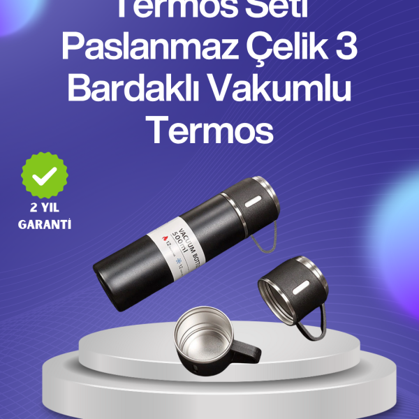 Paslanmaz Çelik Termos Seti | 500 ml Kapasite, 6-12 Saat Isı Koruma, Hediye Kutulu