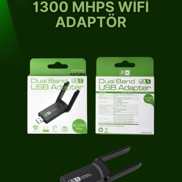 USB 3.0 Wireless Adaptör – 2.4GHz & 5GHz Destekli
