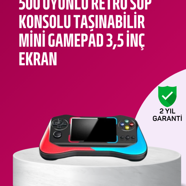 500 Oyunlu 3,5” Elde Taşınabilir Mini Oyun Konsolu – Şarjlı, TV Bağlantılı