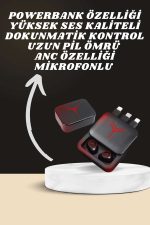 Dijital Göstergeli Powerbank Kablosuz Kulaklık ve 7 Kordonlu Yeni Nesil Akıllı Saat Dokunmatik Kontrol - Görsel 2